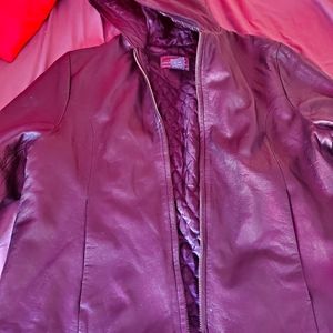 Crop leather lined jacket